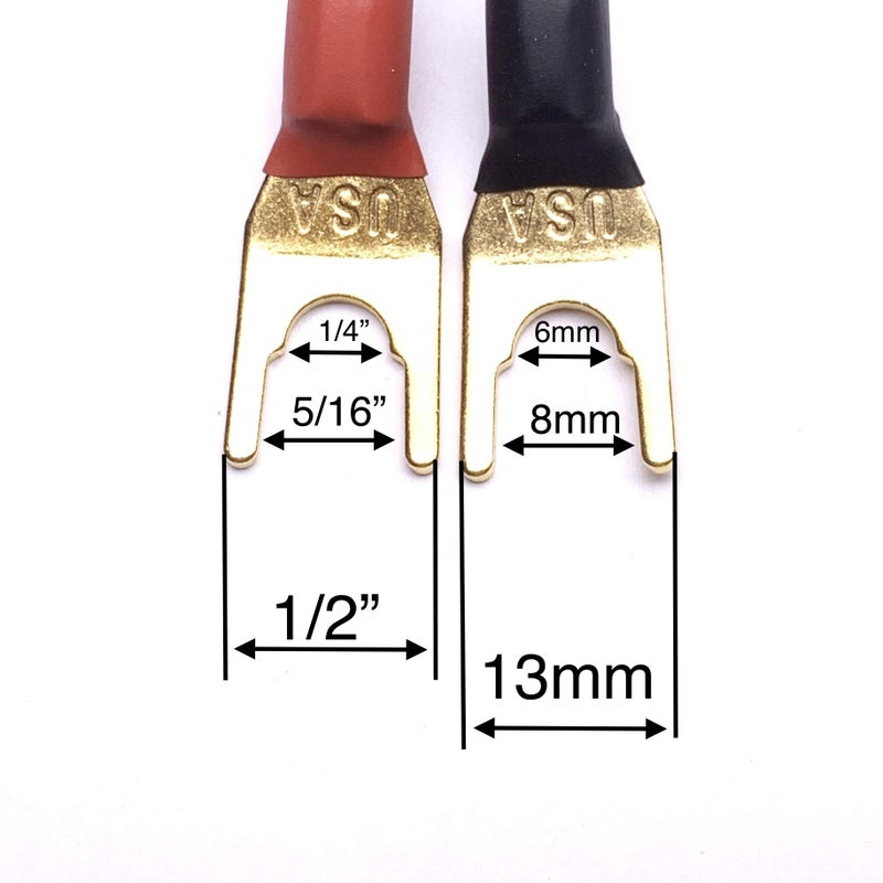 CNCESS CESS-079 Banana Plug to Spade Plug Adapter Cable, Female Banana Jack to Large Spade, 12 AWG Tinned Copper Wire, 6-Inch Length (Large Spade) - Image 5